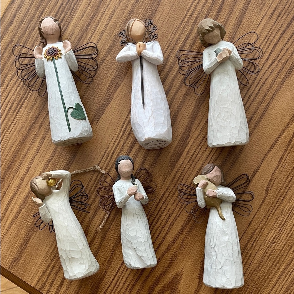 Willow Tree Angel Sculpture Set - Cream and Brown